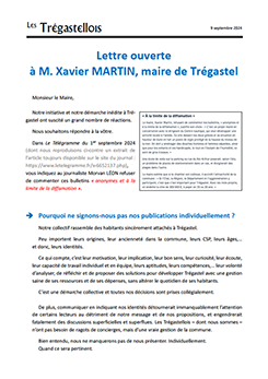 Septembre 2024 - Lettre ouverte à M. Xavier MARTIN